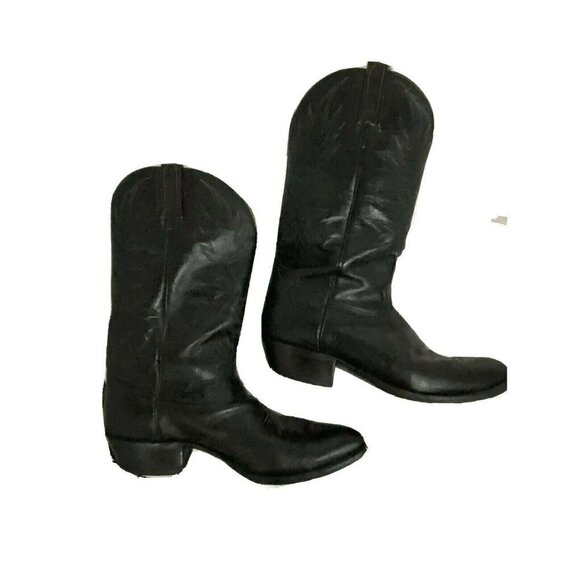 Dan Post Mens Black Leather Western Cowboy Country Boots US 10.5 Pull On - Picture 5 of 11